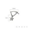 316L SURGICAL STEEL THREADLESS PUSH IN FLOWER ROUND BEZEL CHAIN DANGLE DANGLE CZ TOP PART